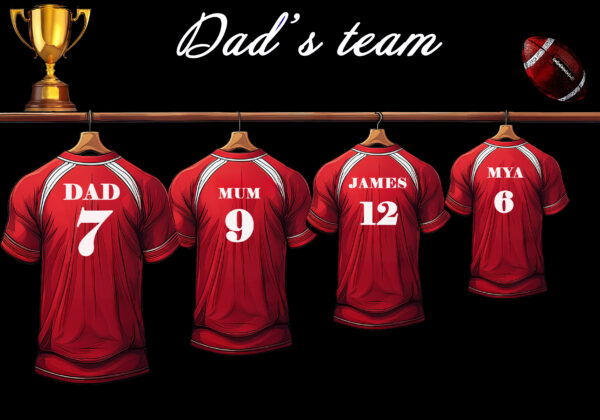 A3 Black framed Dads Team (Four Shirts) - Image 2