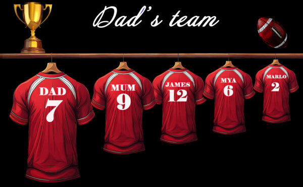 A3 Black framed Dads Team (Five Shirts) - Image 2