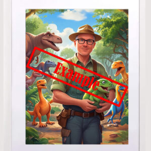 A2 white framed with A3 image and white mount ,custom caricature.