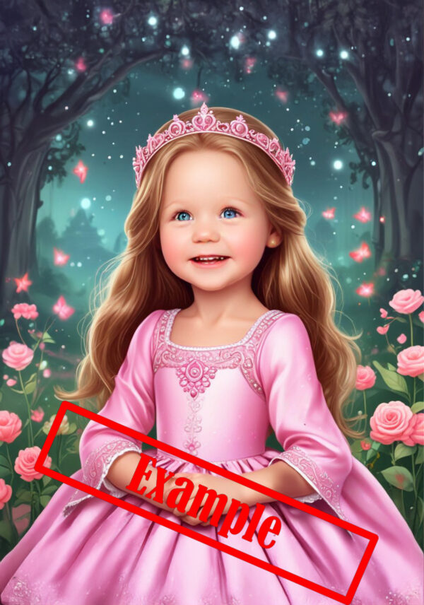 A3 Black framed custom caricature. (Princess)