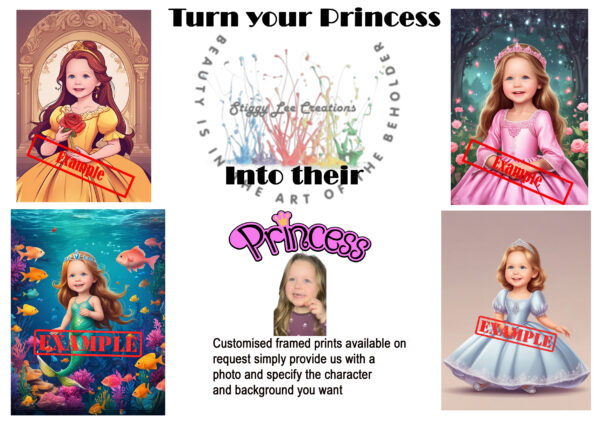 A3 Black framed custom caricature. (Princess) - Image 2